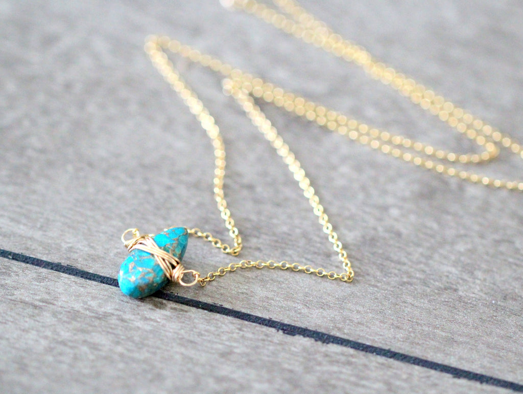 Saressa Designs Copper Turquoise Necklace - Classic Blue