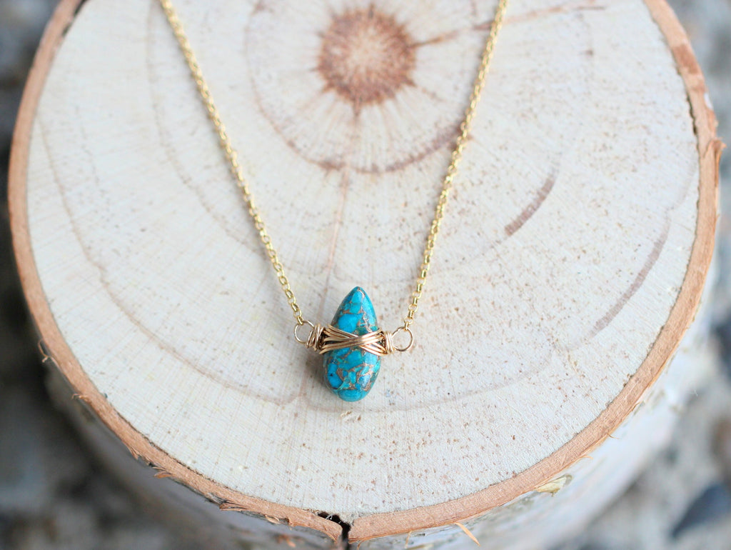Saressa Designs Copper Turquoise Necklace - Classic Blue