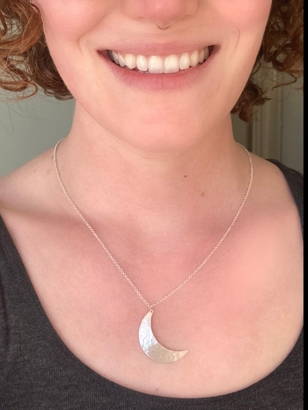 Alison Morse Crescent Moon Necklace in Sterling Silver | Moon Phase Necklace
