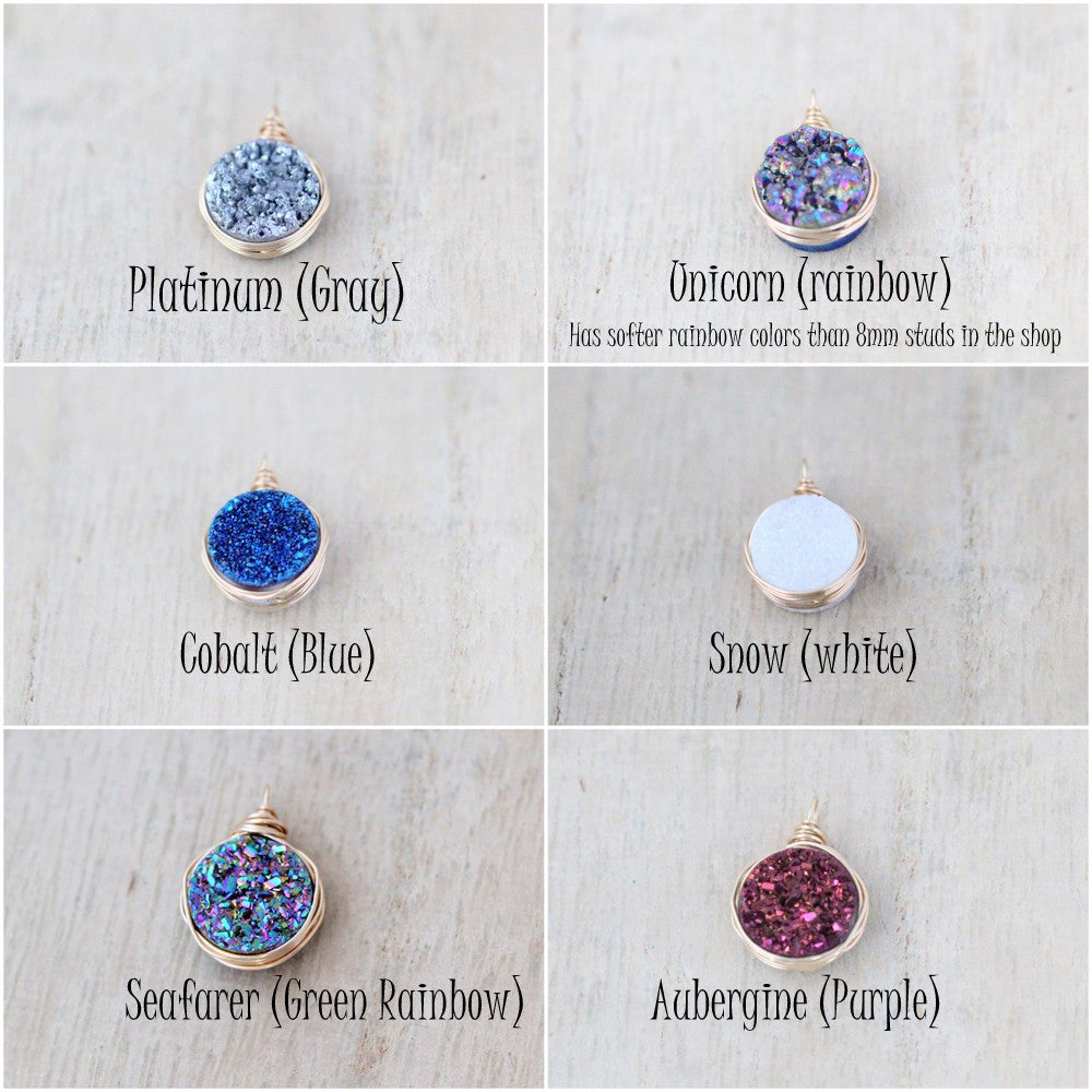 Saressa Designs Druzy Bezel Pendant Necklaces