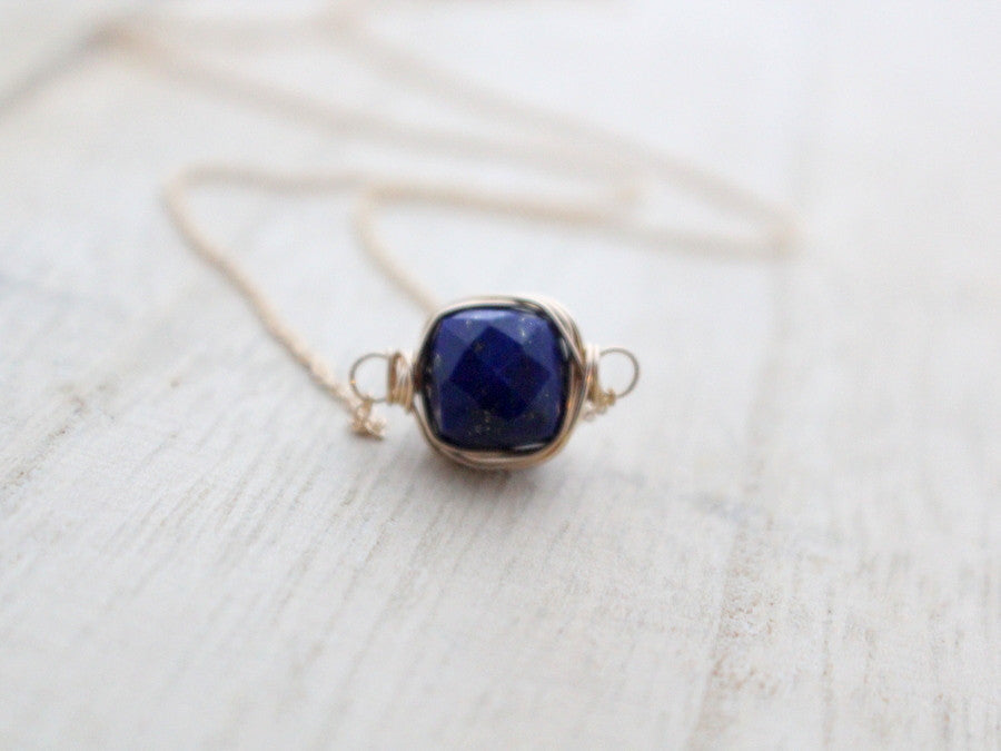 Saressa Designs Lapis Lazuli Bezel-Style Necklace - Gold