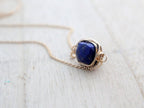 Saressa Designs Lapis Lazuli Bezel-Style Necklace - Gold
