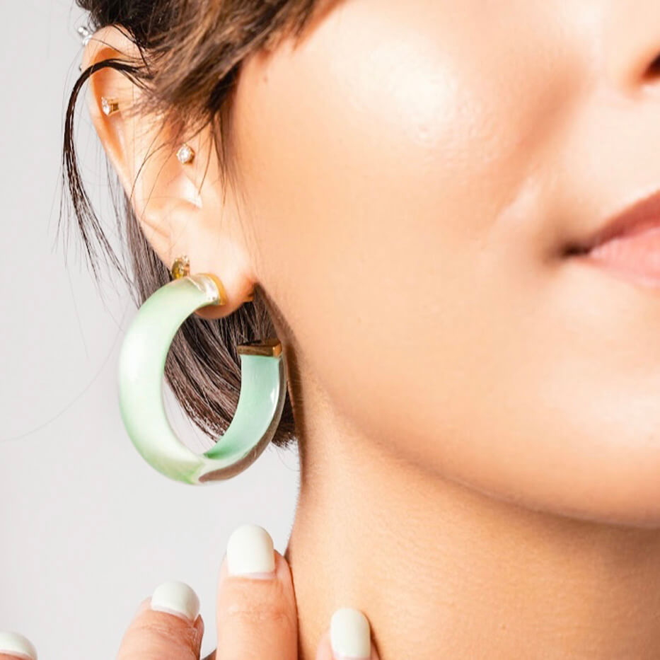Gold & Honey Small Illusion Lucite Hoop Earrings