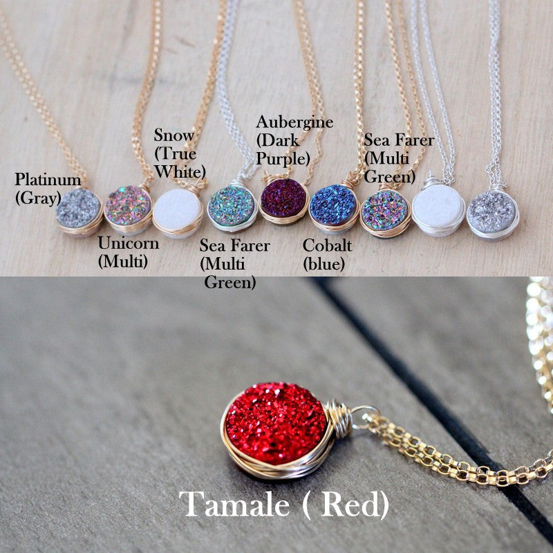 Saressa Designs Druzy Bezel Pendant Necklaces