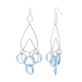 Gold & Honey Blue and Silver Rain Drop Dangle Earrings