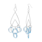 Gold & Honey Blue and Silver Rain Drop Dangle Earrings