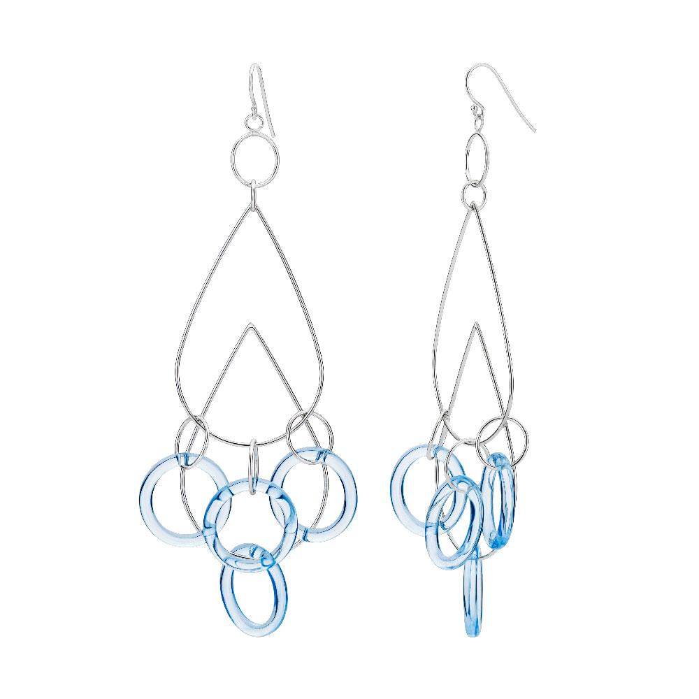 Gold & Honey Blue and Silver Rain Drop Dangle Earrings