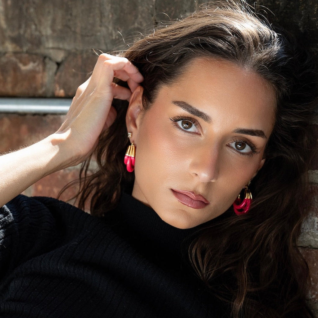 Gold & Honey Triple Hoop Lucite Earrings