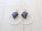 Saressa Designs Arrow Hoop Earrings - Smoky Quartz