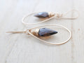 Saressa Designs Arrow Hoop Earrings - Smoky Quartz