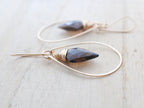 Saressa Designs Arrow Hoop Earrings - Smoky Quartz