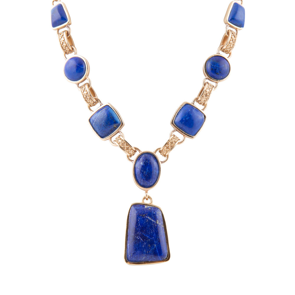 Barse Jewelry Royal Blue Lapis Golden Pendant Necklace