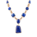 Barse Jewelry Royal Blue Lapis Golden Pendant Necklace