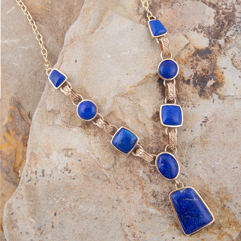 Barse Jewelry Royal Blue Lapis Golden Pendant Necklace