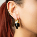 Gold & Honey Triple Hoop Lucite Earrings