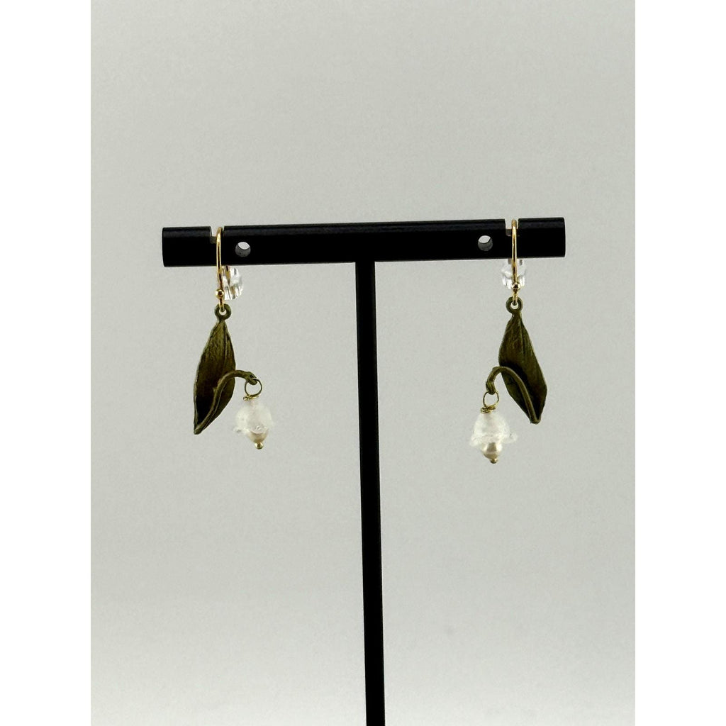 Michael Michaud White Lily of the Valley Wire Earrings