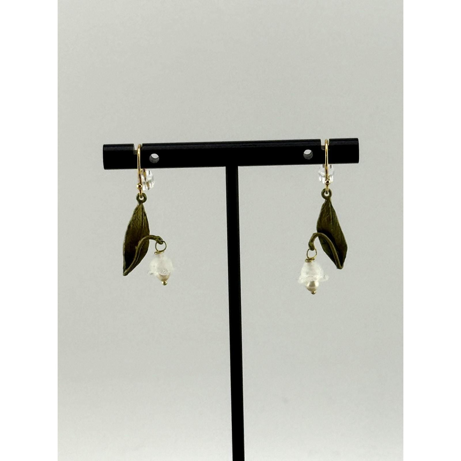 Michael Michaud White Lily of the Valley Wire Earrings