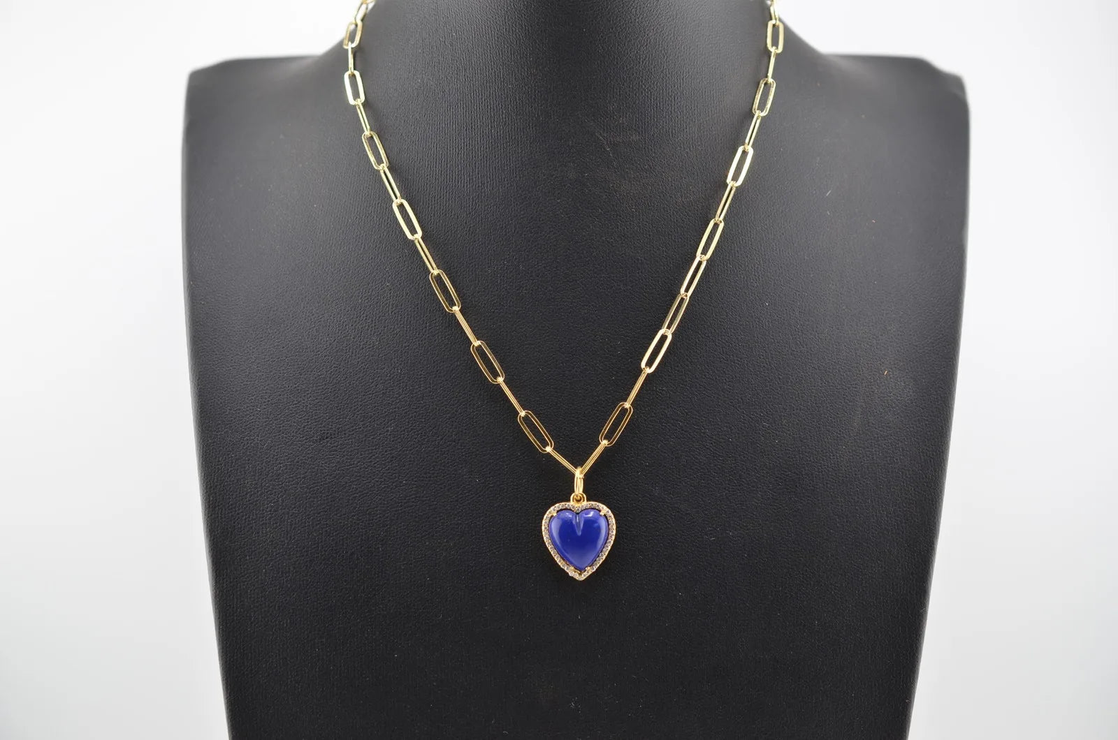Rachel Reinhardt Blue Lapis Petite Heart Pendant Necklace with Zirconia Pav?