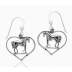 925 Sterling Silver Heart Horse Earrings