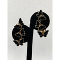 Vintage 925 Sterling Silver Gold-Tone Climber Butterfly Earrings