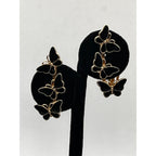 Vintage 925 Sterling Silver Gold-Tone Climber Butterfly Earrings