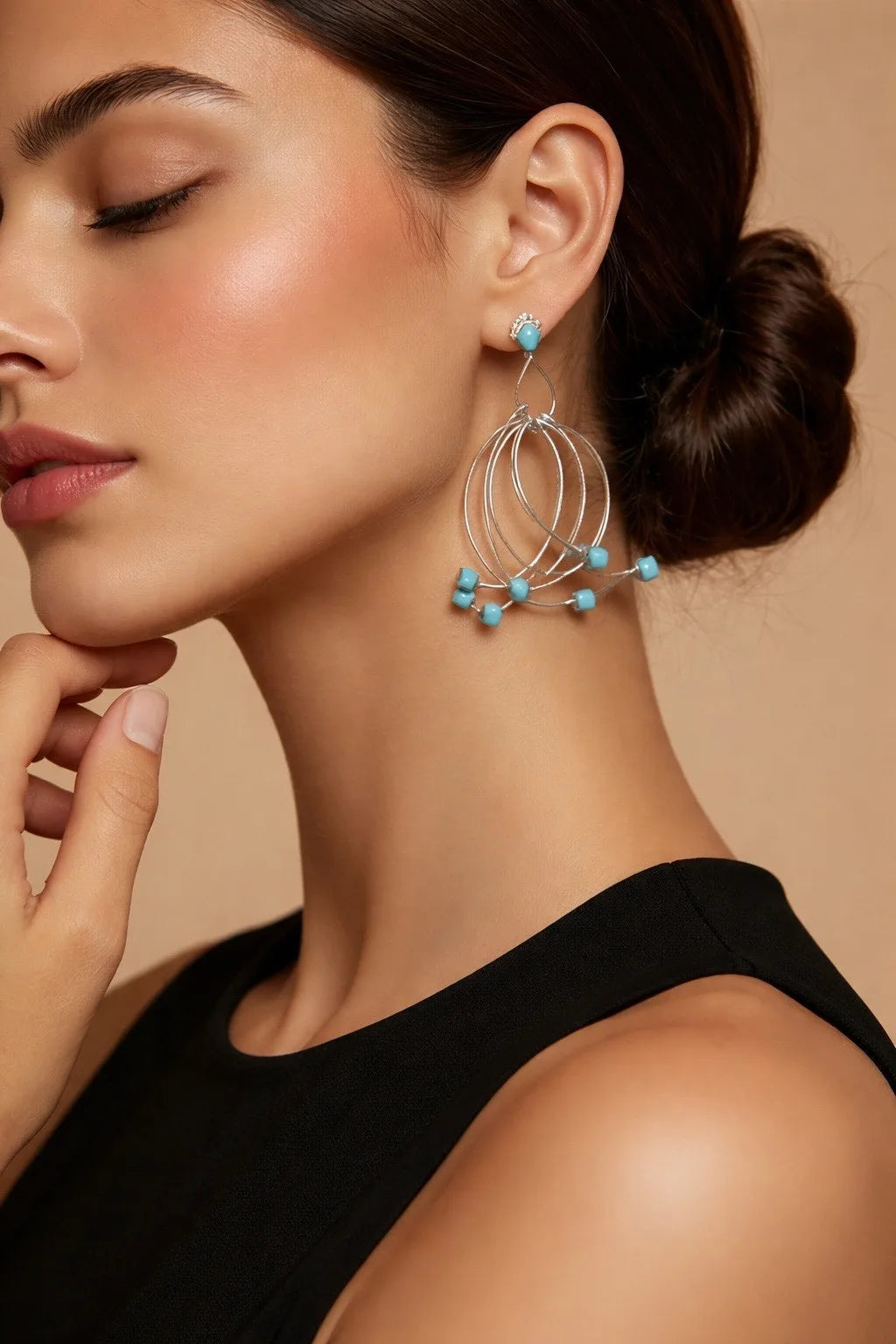 Zuni Lance DeYuse Sterling Silver Turquoise Dangle Earrings