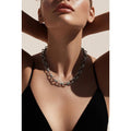 VB&Co Chunky Matte Silver Rolo Layering Necklace