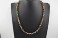 Navajo Mary W. Roanhorse Carved Brown Agate and Glass Necklace