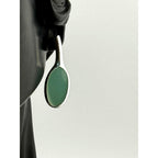 Karine Sultan Silver and Green Fixed Oval Drop Earrings