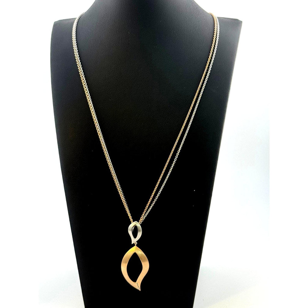Breuning 925 Sterling, Gold Plated, Diamond Double Strand Necklace