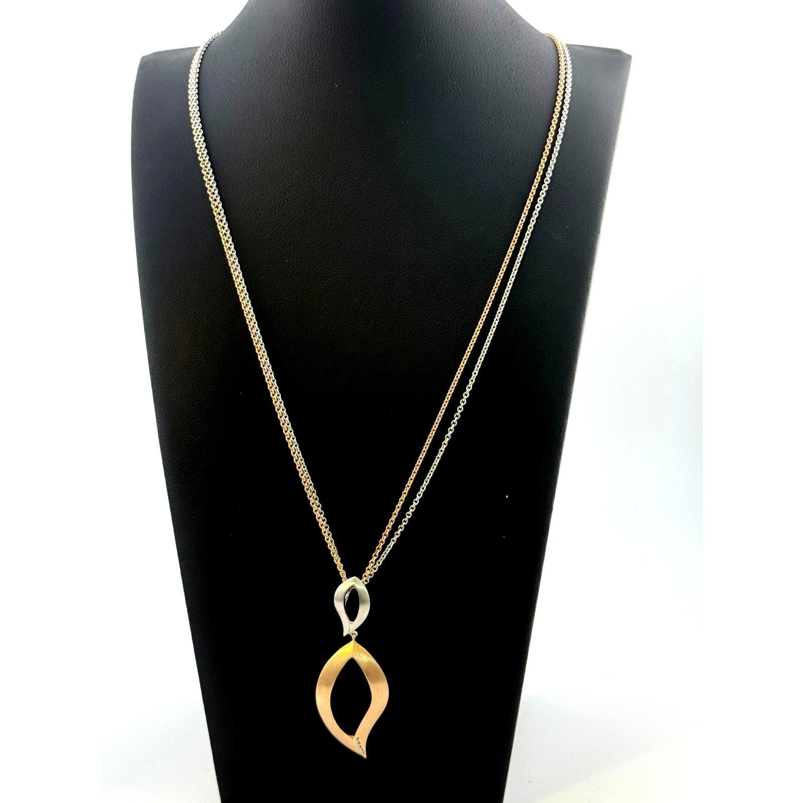 Breuning 925 Sterling, Gold Plated, Diamond Double Strand Necklace