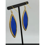 Michael Vincent Michaud 18K Gold Plated Marquis Cobalt Earrings