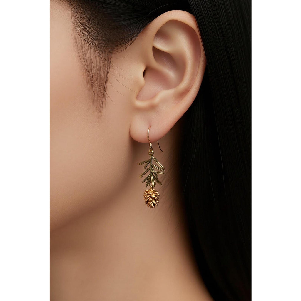 Michael Michaud Pine Needle Single Cone Dangle Wire Earrings