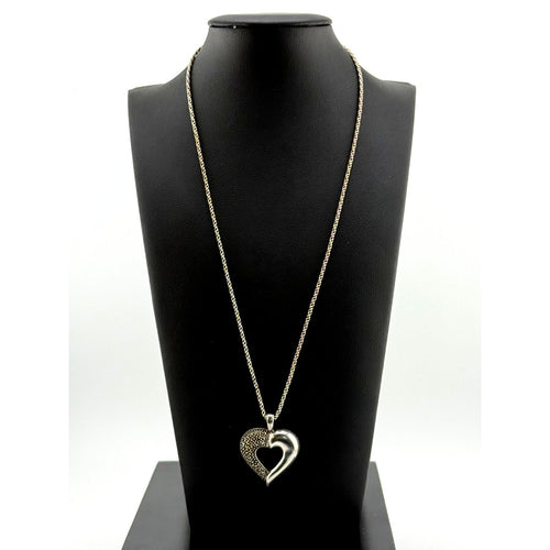 925 Sterling Silver Jeweled Heart Pendant Necklace