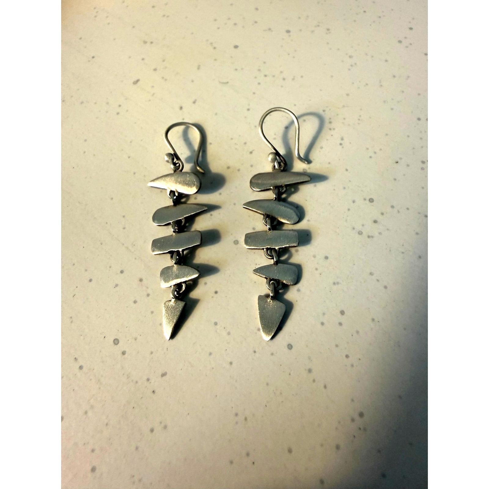 Jane Diaz Small Sterling Silver Fishbone Earrings