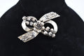 Vintage Signed Hobe Sterling Silver Floral Bow 1940's Brooch