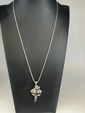 Vintage 925 Sterling Silver Floral Pendant Snake Chain Necklace