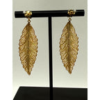 Portuguese Gold Plated Sterling Silver Filigree Leaf Earrings