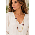Vintage Michael Michaud 36" Petunia Wide Chain Necklace