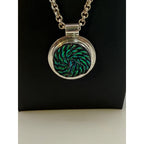 Vintage Abalone Swirl 925 Sterling Silver Pendant Necklace
