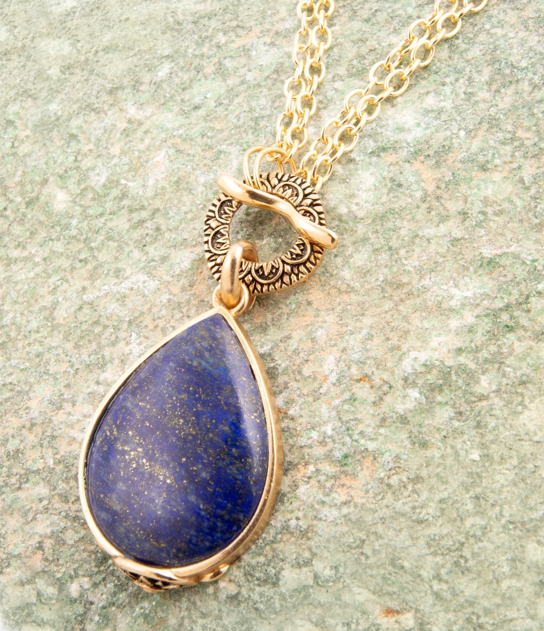 Barse Jewelry Abby Blue Lapis Golden Pendant Necklace
