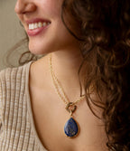 Barse Jewelry Abby Blue Lapis Golden Pendant Necklace