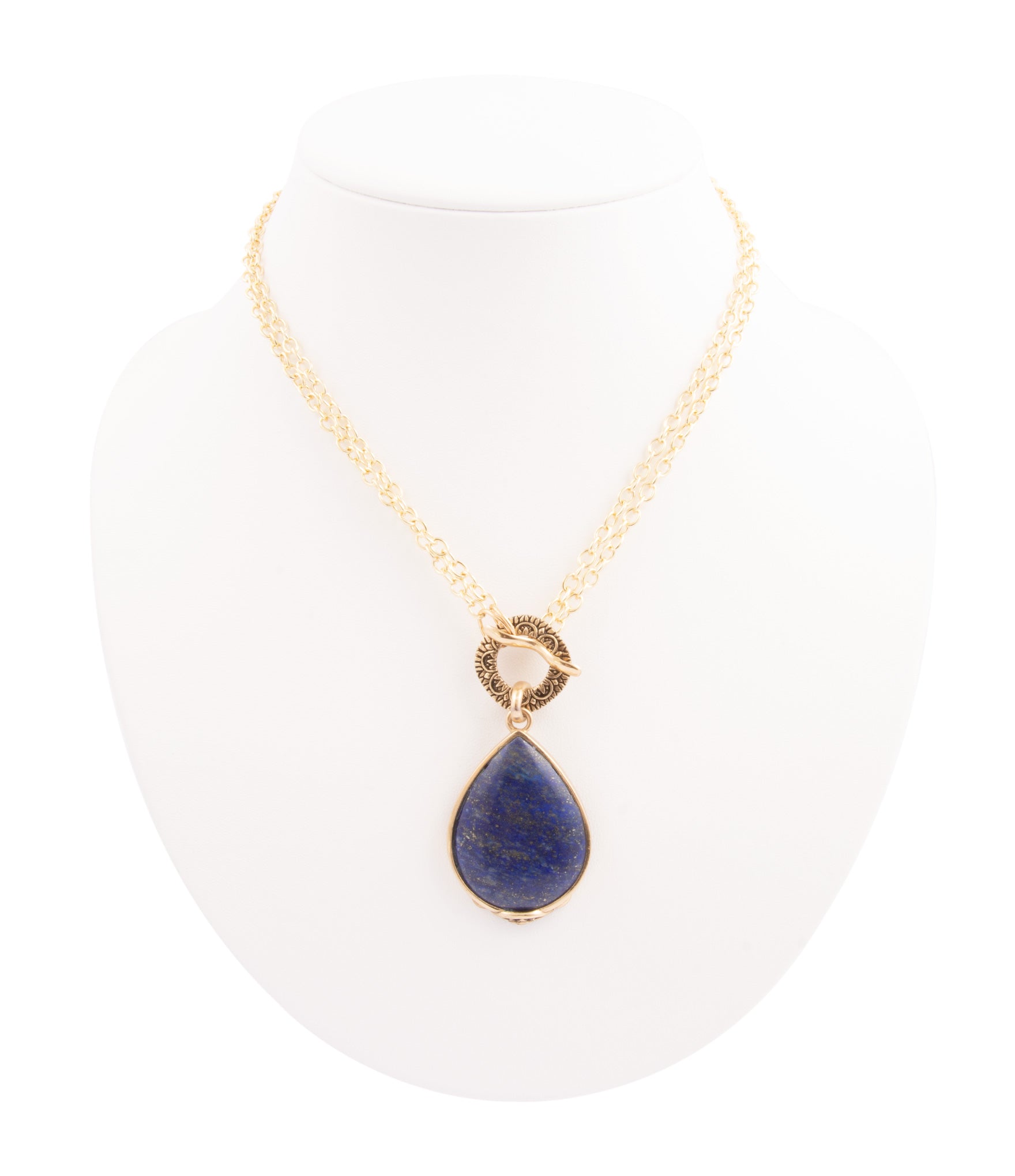 Barse Jewelry Abby Blue Lapis Golden Pendant Necklace