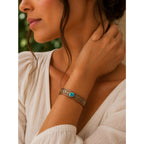 Navajo C.R. Little Sterling Silver, Copper and Turquoise Cuff Bracelet