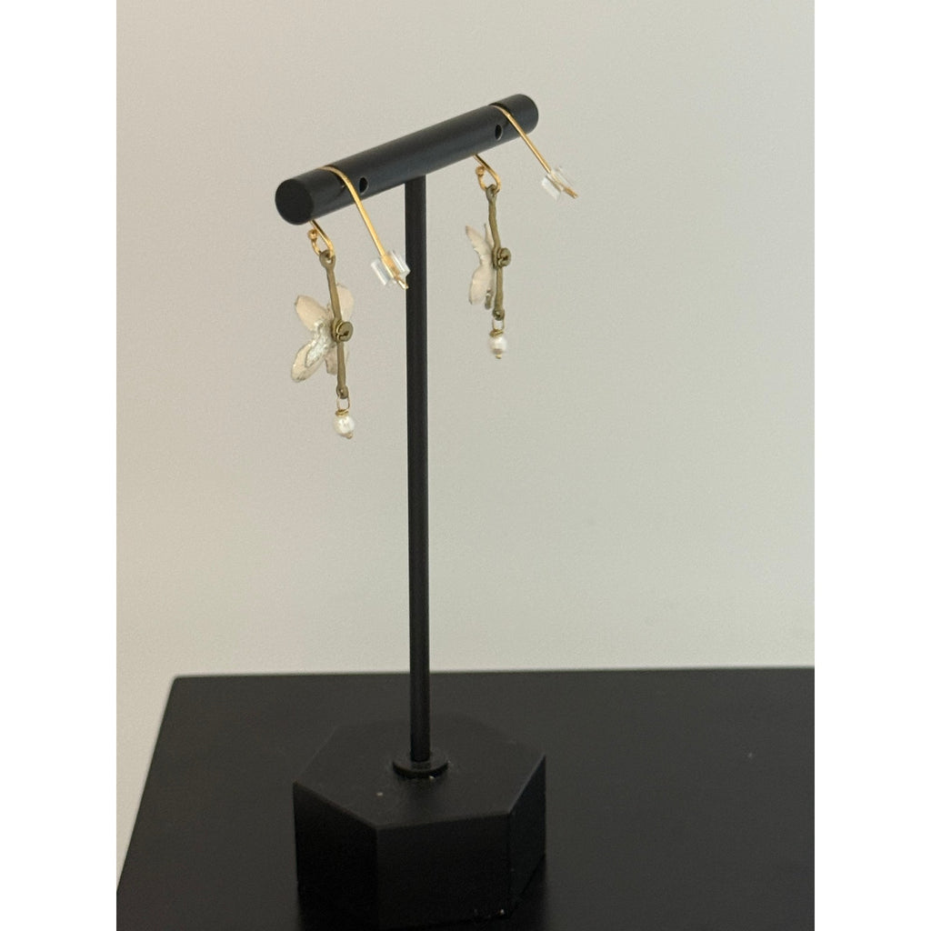 Michael Michaud White Hydrangea Wire Earrings
