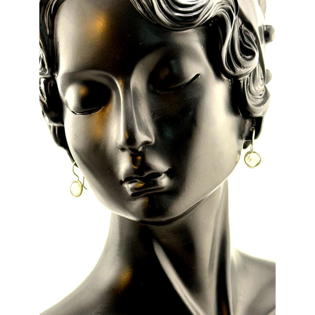 Jane Diaz Small Faceted Organic Stone Drops Dangle Earrings