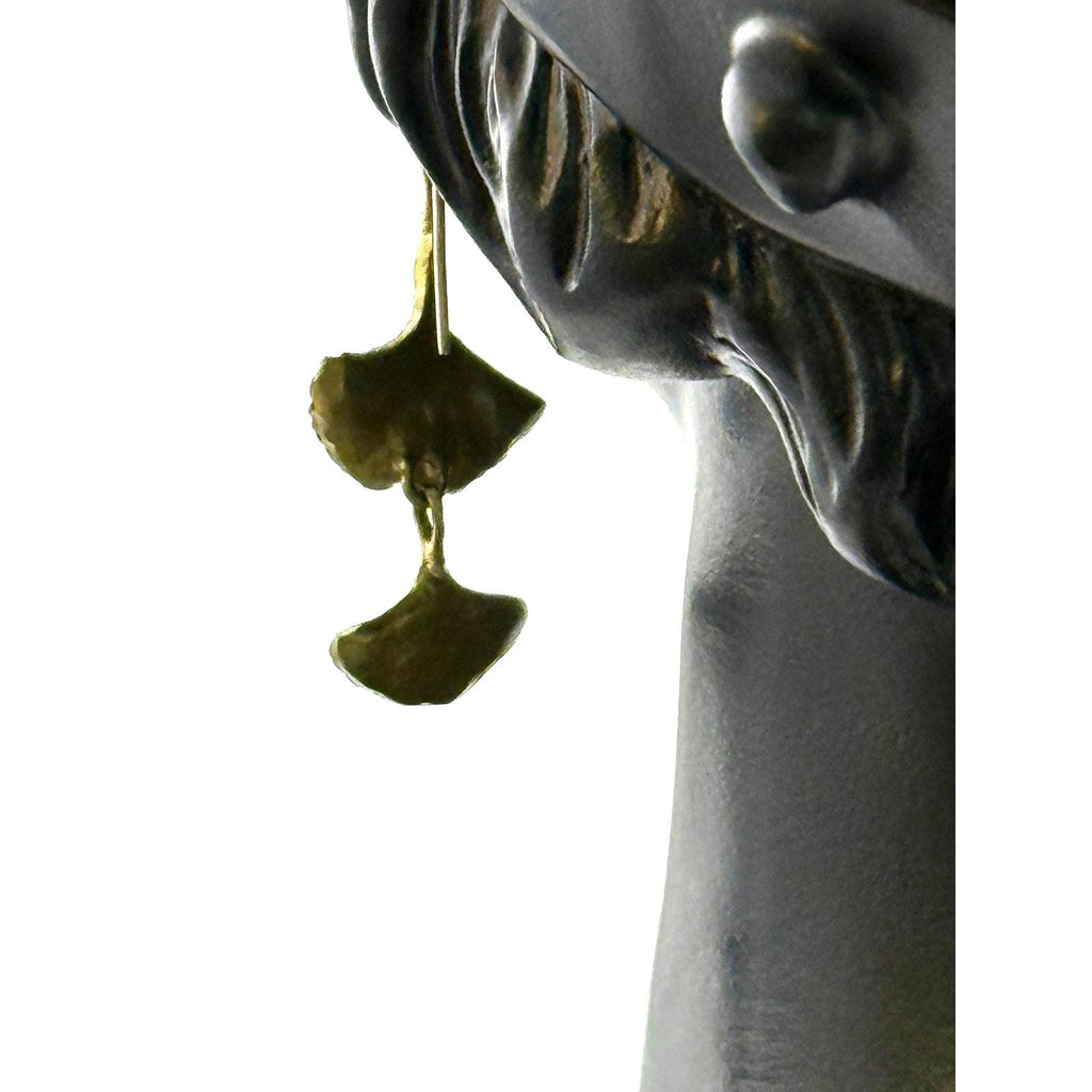 Michael Michaud Ginkgo Double Drop Wire Earrings