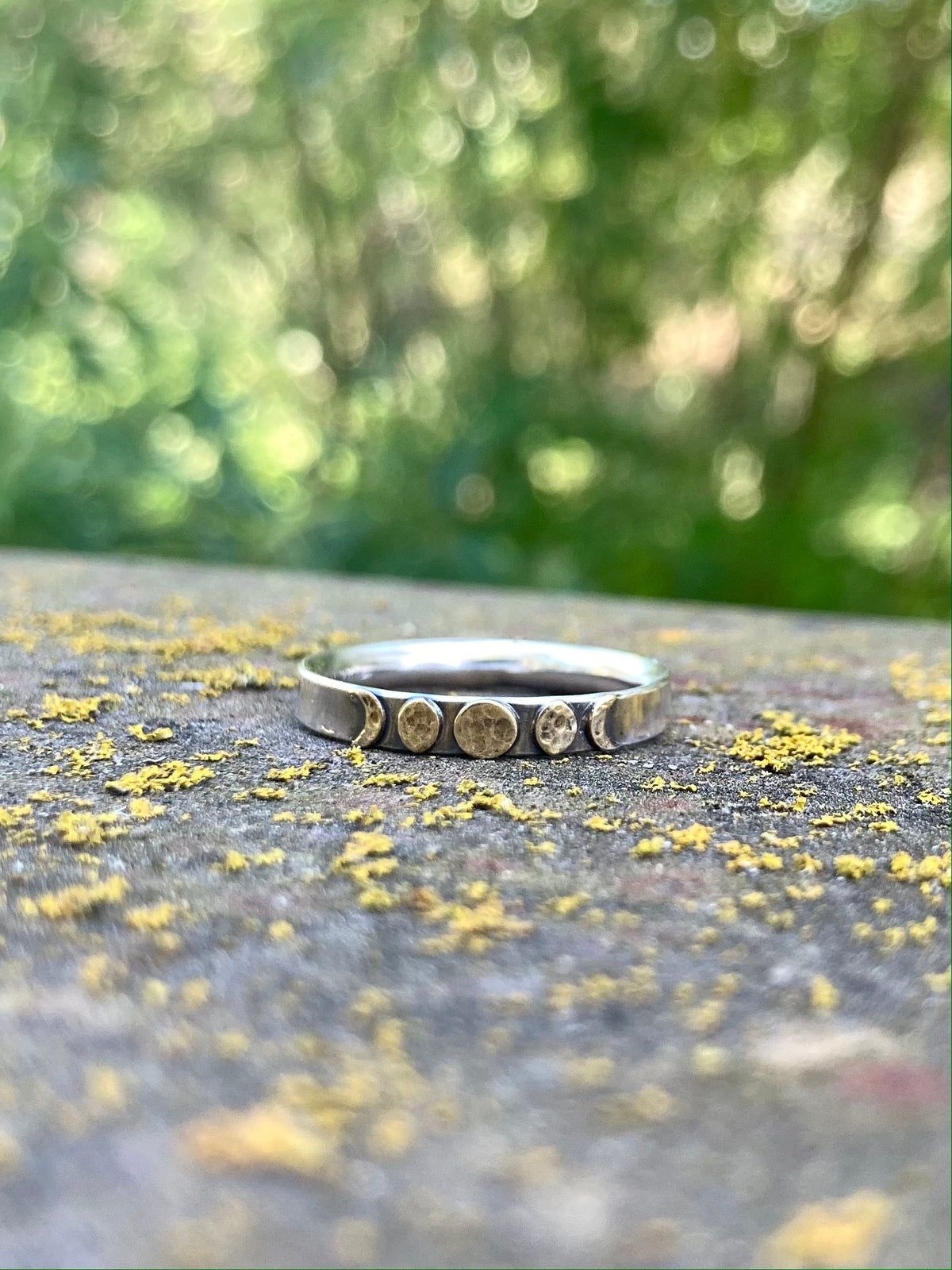 Alison Morse Moon Phase Band Ring in Brass and Sterling Silver - Sarasotabydesign