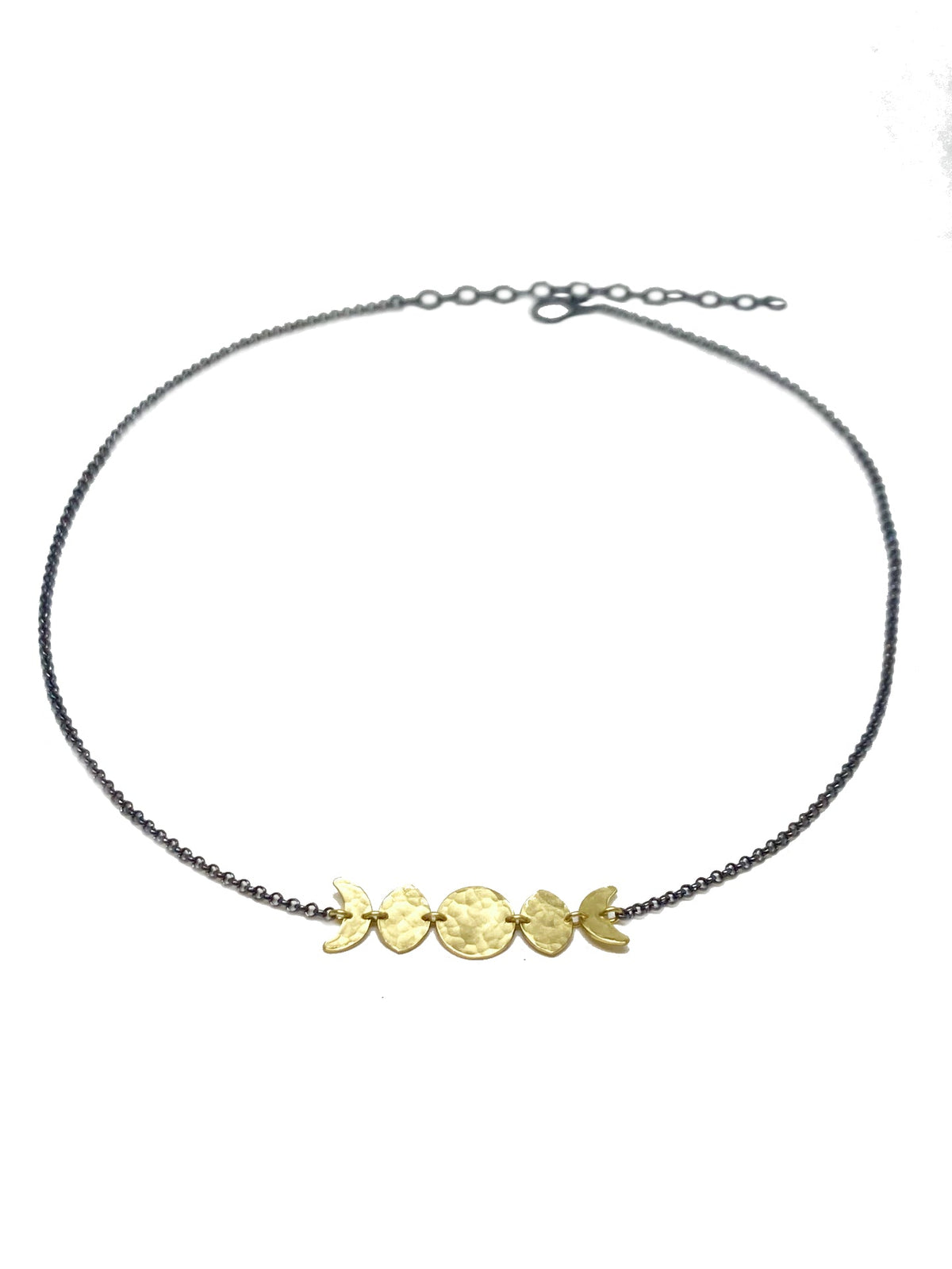 Alison Morse Moon Phase Necklace in Oxidized Sterling Silver and Brass - Sarasotabydesign