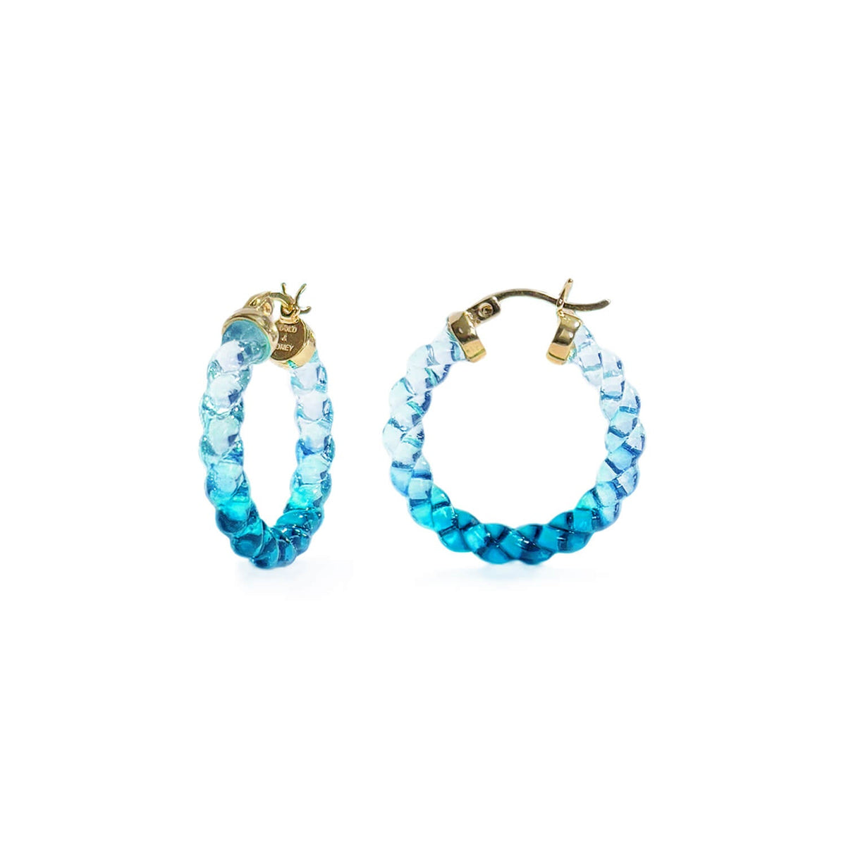 Gold & Honey Painted Mini Rope Lucite Hoop Earrings